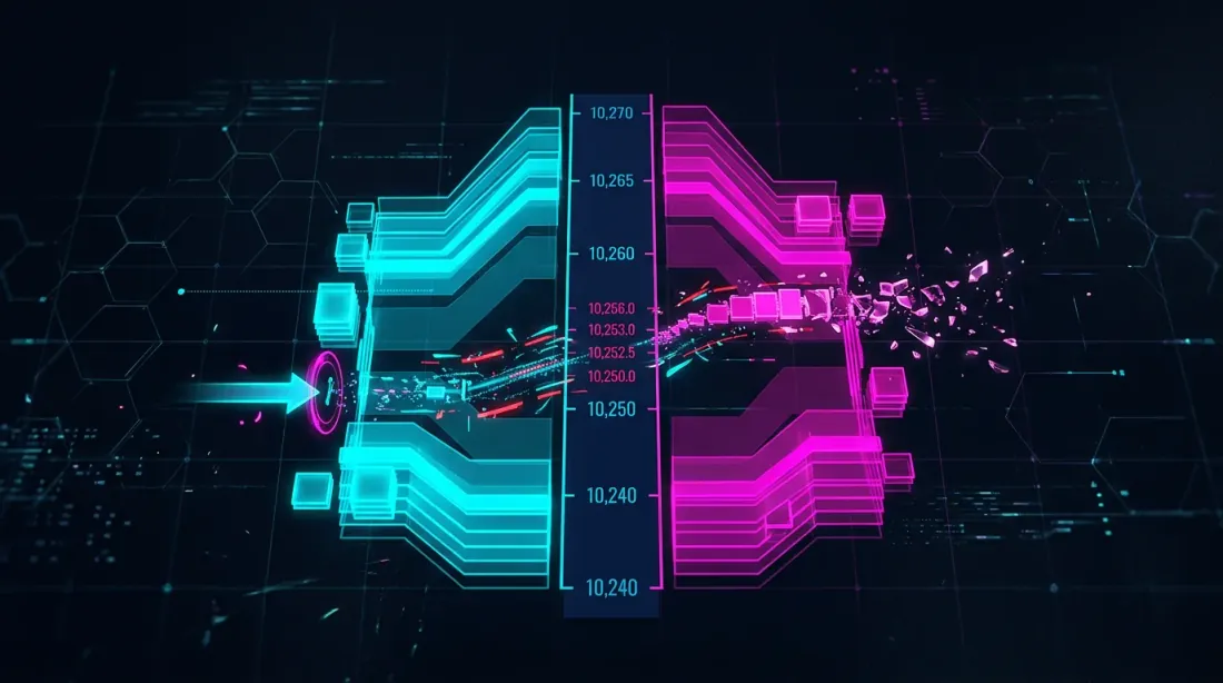 Order execution divergences — orderbook slippage, latency, and partial fills visualization