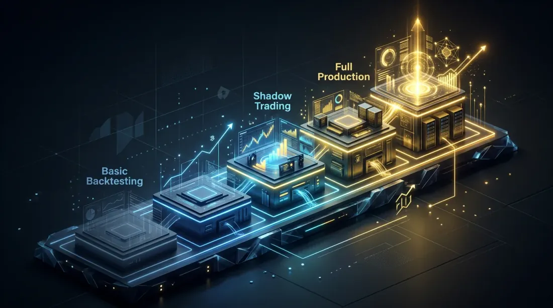 Trading system maturity levels — from basic backtesting to full production