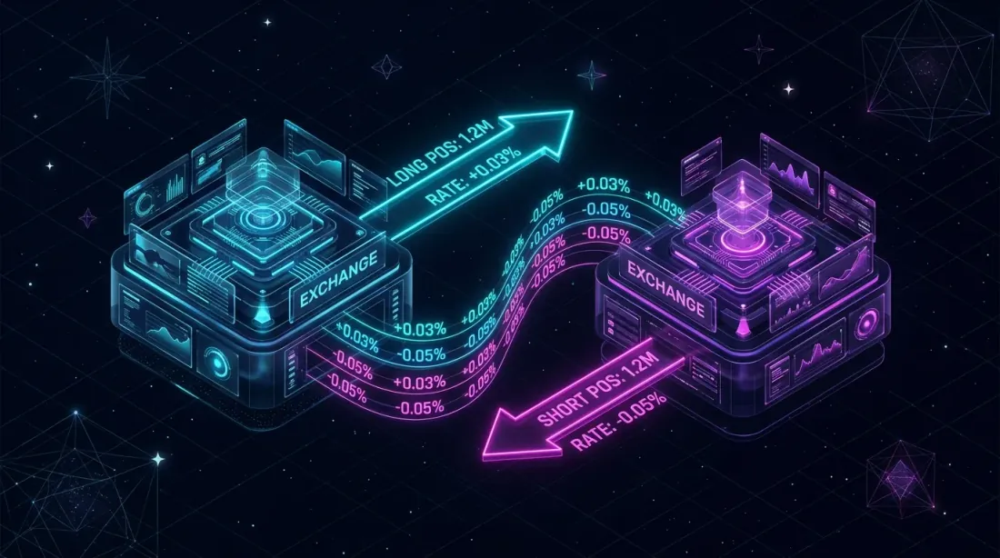 取引所間ファンディングレート裁定取引：2つの取引所での反対ポジション
