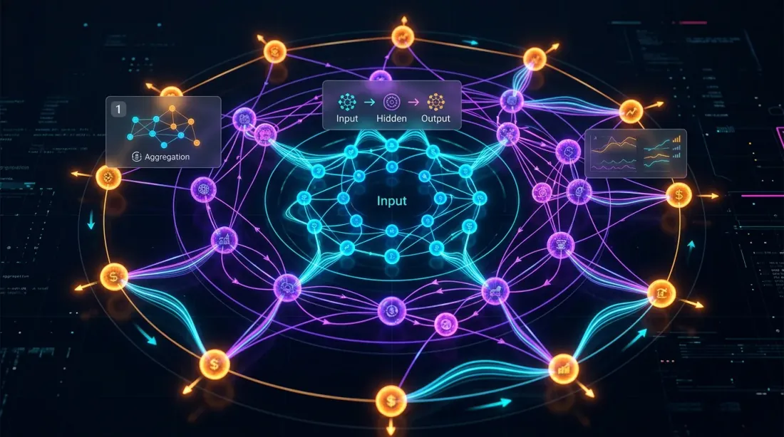 بنية شبكة الرسوم البيانية العصبية لتحليل الأسواق المالية