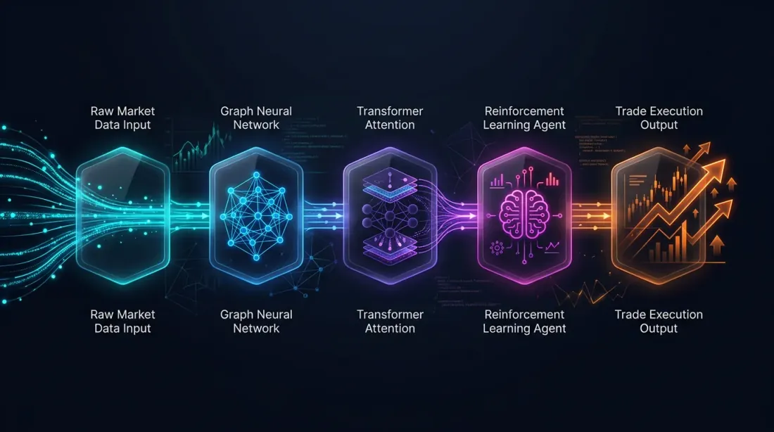 خط أنابيب التعلم الآلي المتكامل: GNN → Transformer → RL → التنفيذ