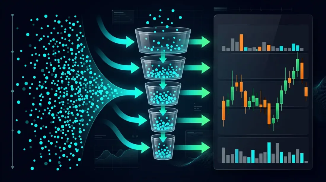 SAMPLE BY: 원시 거래를 OHLCV 캔들로 집계