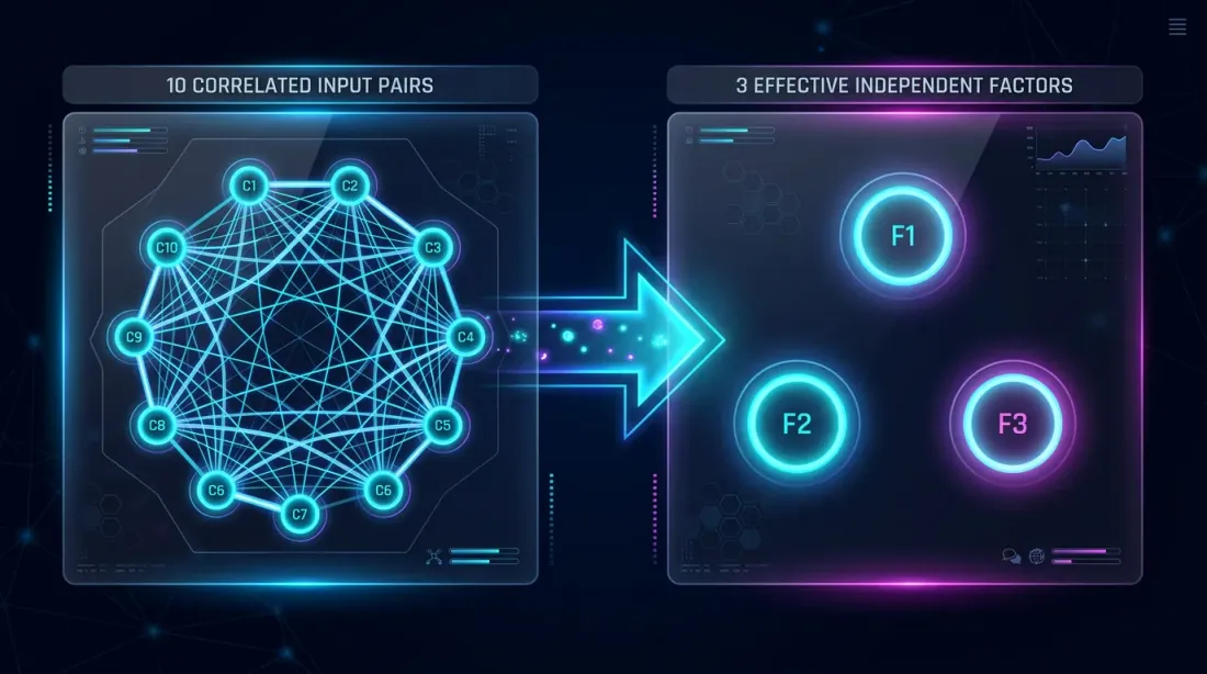10개의 상관 페어가 3개의 유효 페어로 축소됨