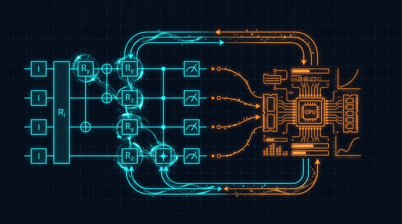 Hybrid quantum-classical computing algorithm for differential equations